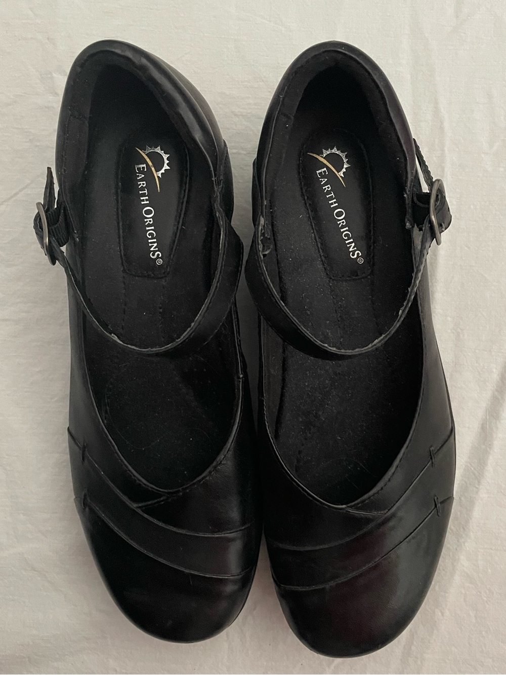 Earth Origins Leather Black Mary Jane Flats